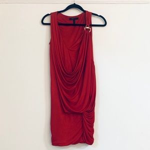 BCBGMAXAZRIA red jersey draped cocktail dress